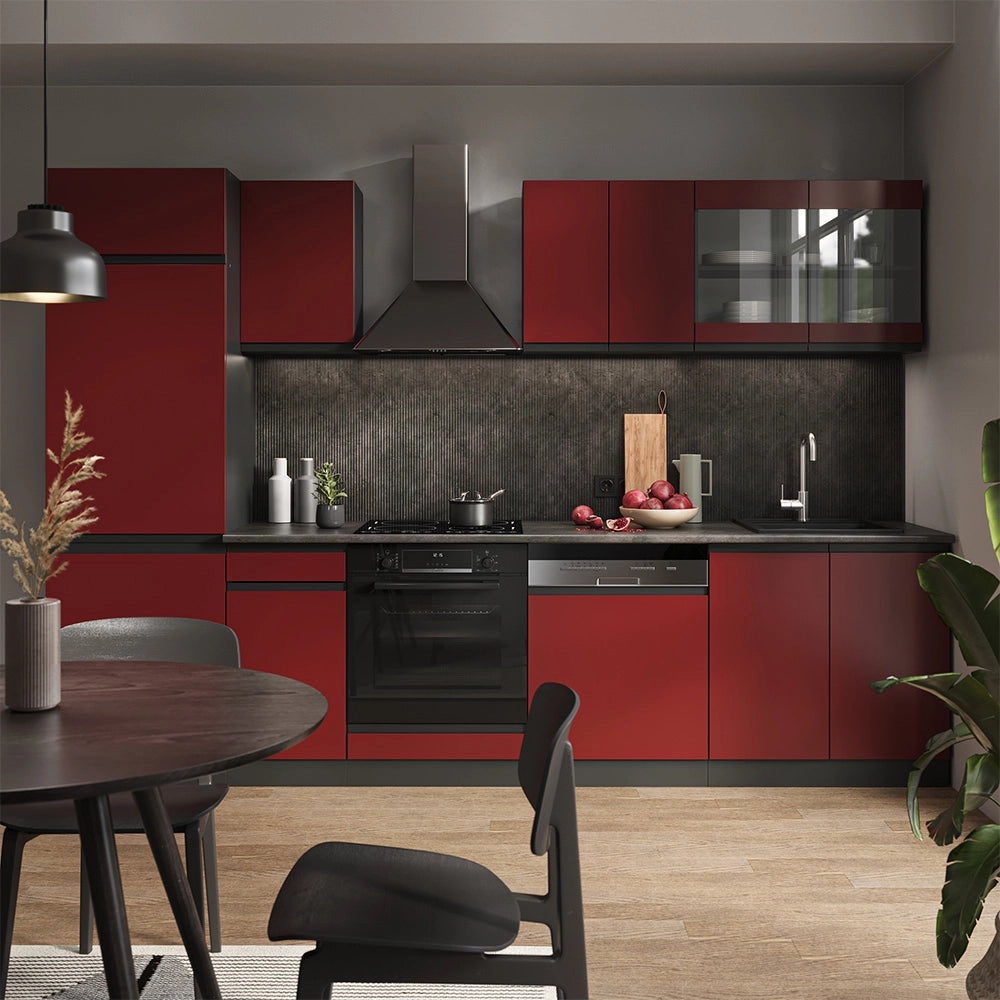Vicco Cucina componibile Rosso/antracite 300 cm Forma a J