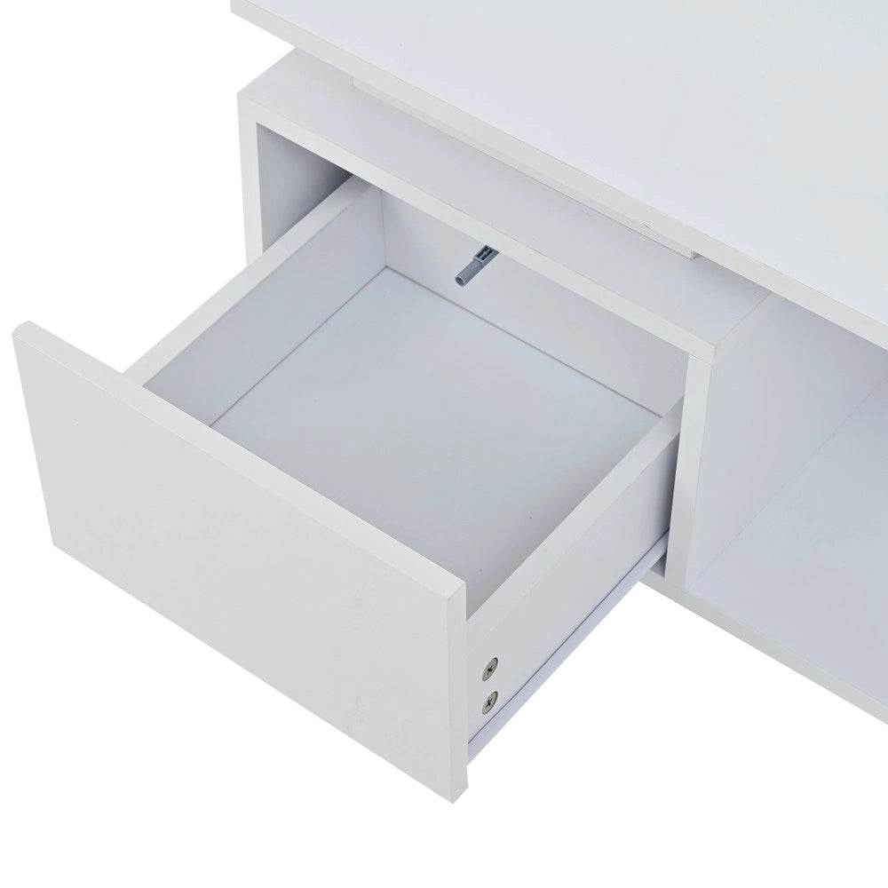 Tavolino da Caff¨¨ con Cassetto e LED ¨C MINIMAL ¨C Bianco Lucido, 100x50x36