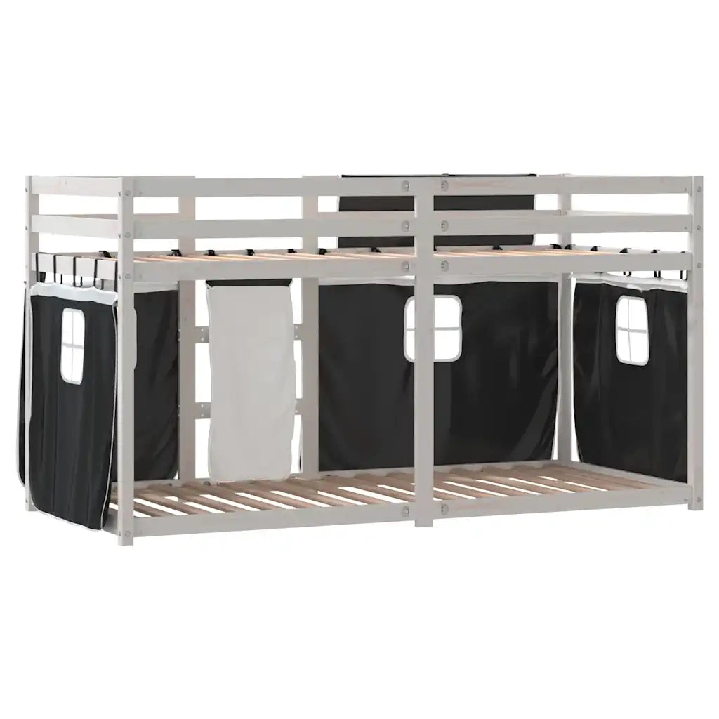 Letto a Castello senza Materasso Bianco e Nero 90x200cm in Pino