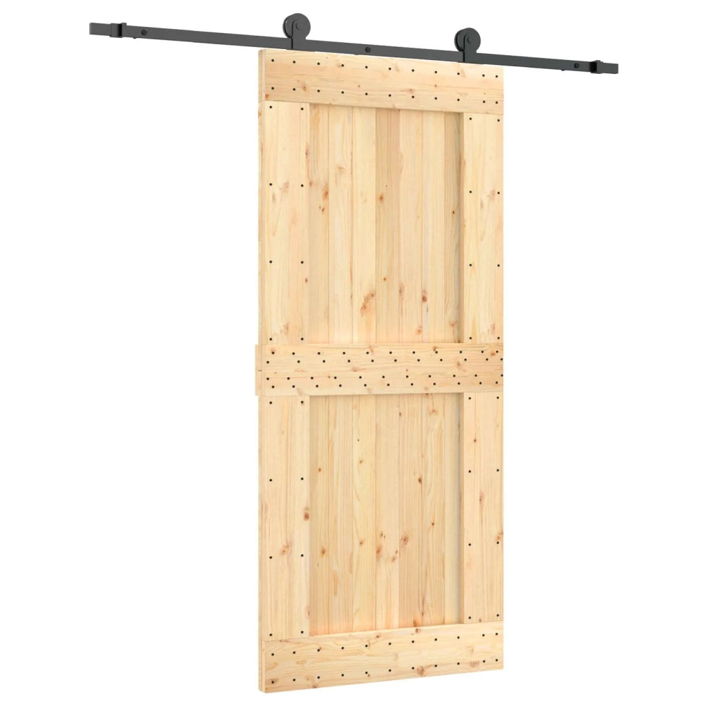 Porta scorrevole Naturale e Nero 90 x 210 cm 3444995