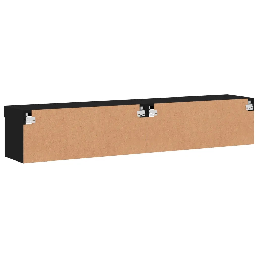 Mobili Porta TV con Luci LED 2 pz Neri 80x30x30 cm 837144