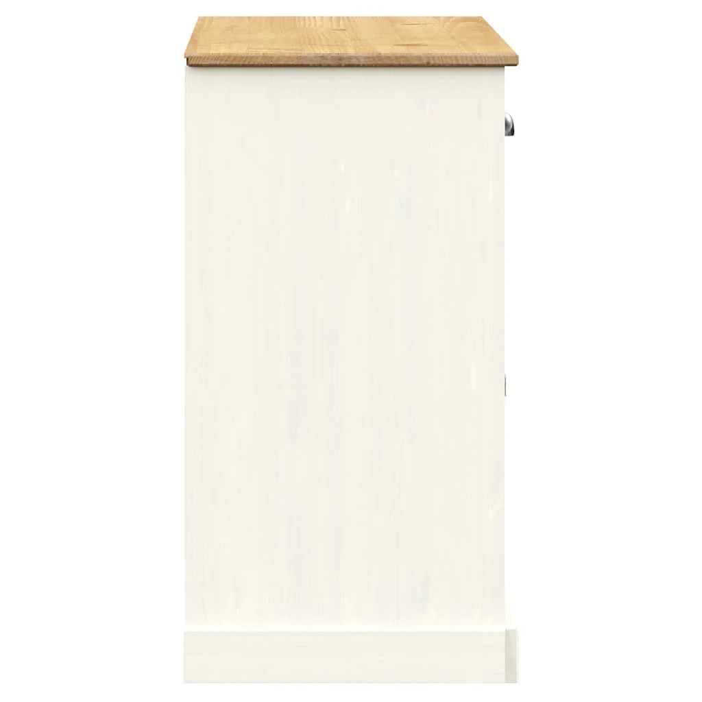 Buffet credenza cassettiera armadio mobile contenitore organizer per cucina soggiorno salotto con cassetti 113 x 40 x 75 cm legno massello di pino bianco 02_0030132