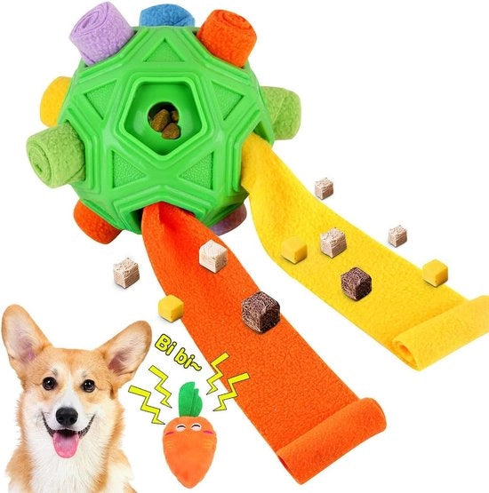 Palla Sniffante Interattiva per Cani - Gioco di Caccia per Bocconcini - Con Radice che Emette Suoni - Alimentatore a Rilento