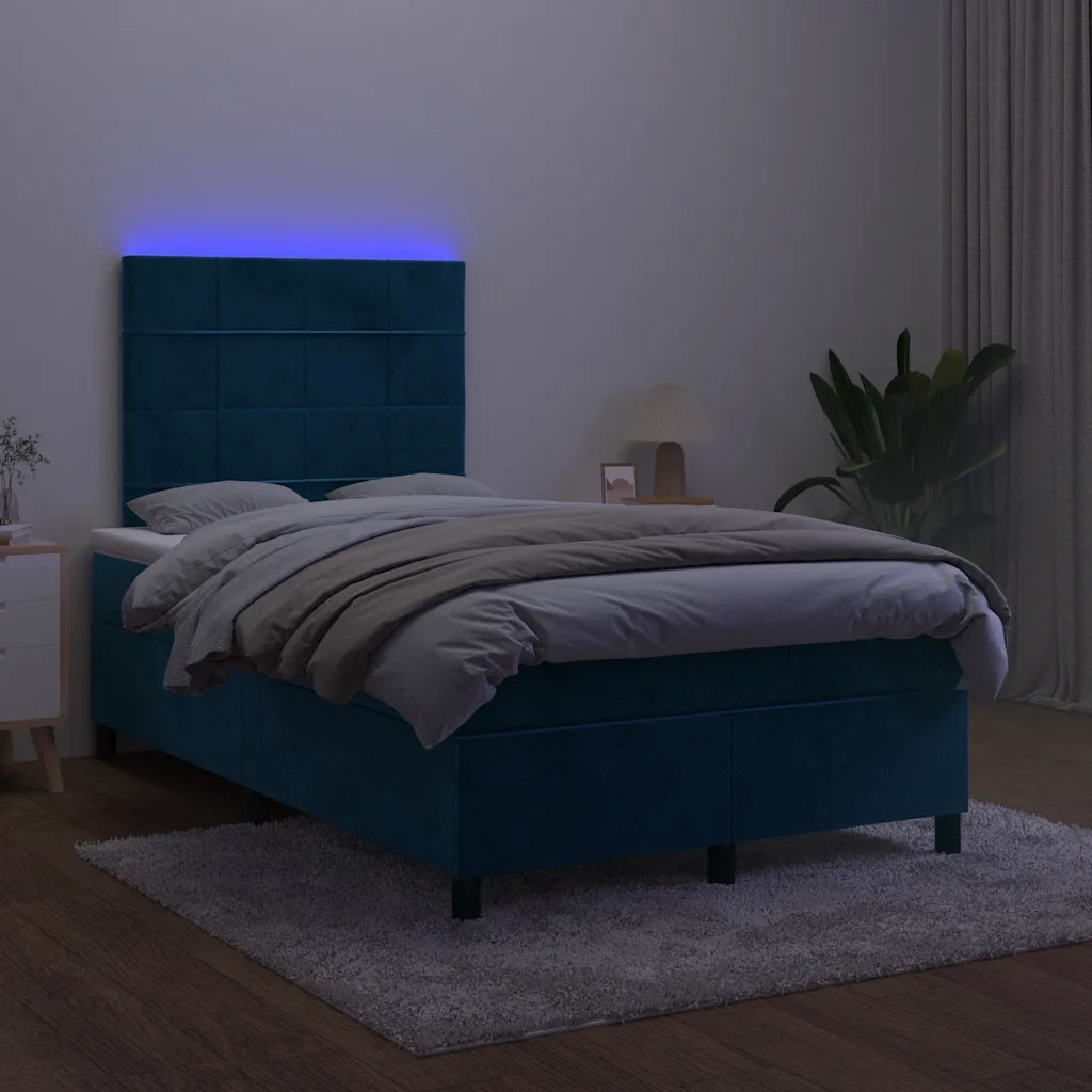 Letto a Molle con Materasso e LED Blu Scuro 120x200cm 3136117