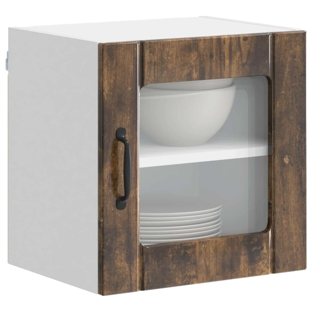 Mobile in vetro da parete LUCCA 2 pcs Rovere Fumo