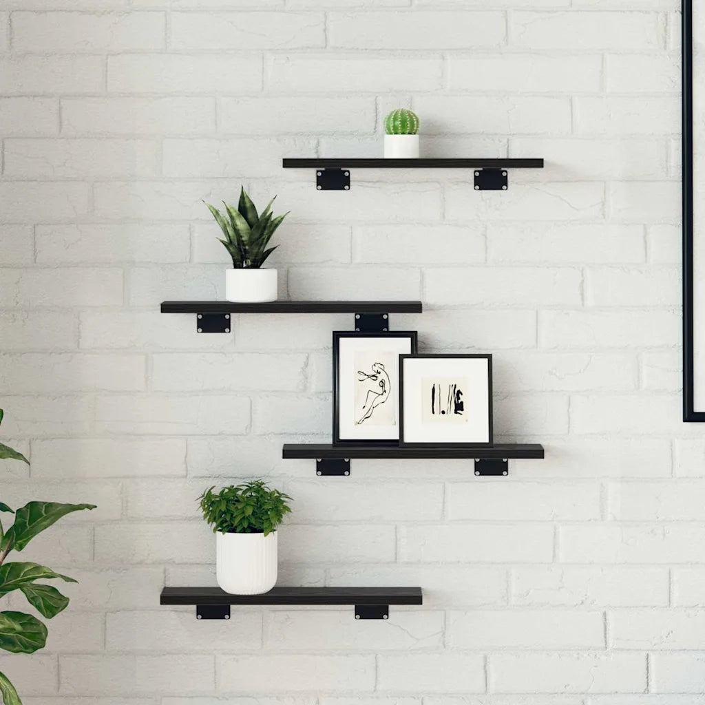 Scaffale 4 pcs Nero 40 x 10 x 1,5 cm Legno multistrato 875045