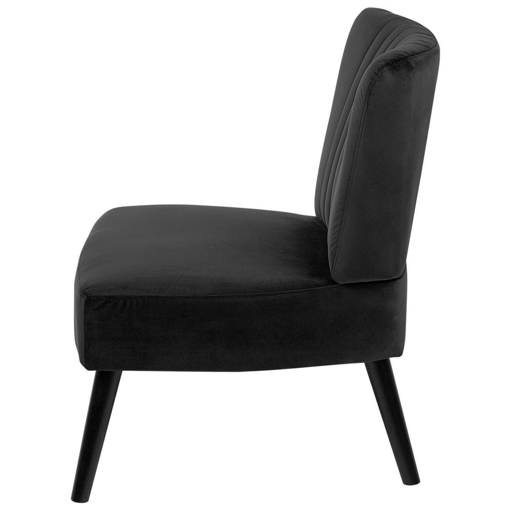 Poltrona in velluto Nero senza braccioli con sedia senza braccioli con trapuntatura verticale gambe in legno