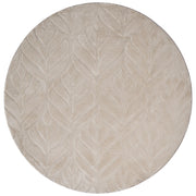 Tappeto in pelliccia sintetica di coniglio, beige, in poliestere, rotondo da 160 cm, morbido e a pelo lungo, con motivo a foglie