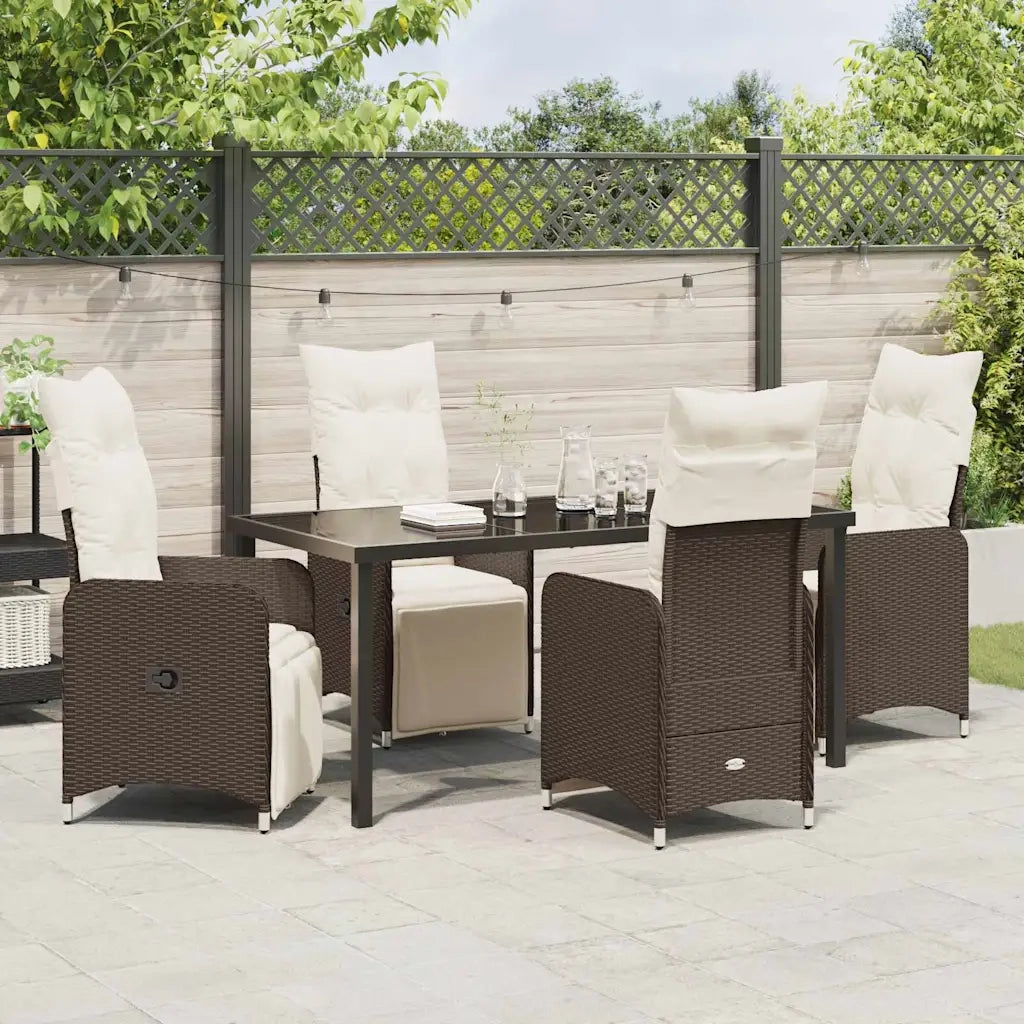 Set da Pranzo per Giardino con cuscino 5 pcs Marrone polyrattan 3379670