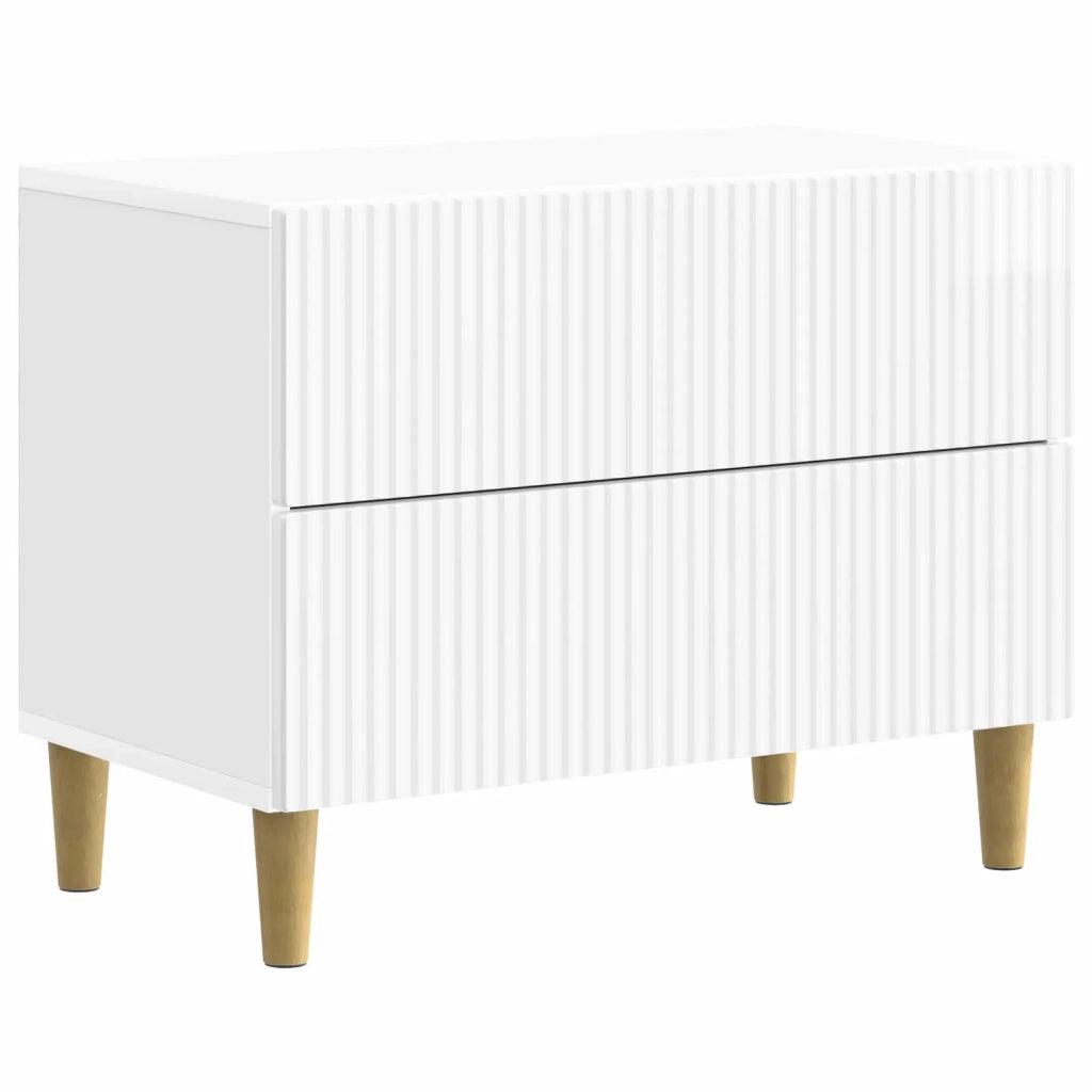 Comodino | Armadio da Notte | Mobiletto da notte con cassetto Bianco Lucido 62 x 34,5 x 48 cm