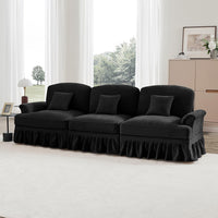Divano 3 posti classico - Xylo - Stile mid-century, chenille, nero