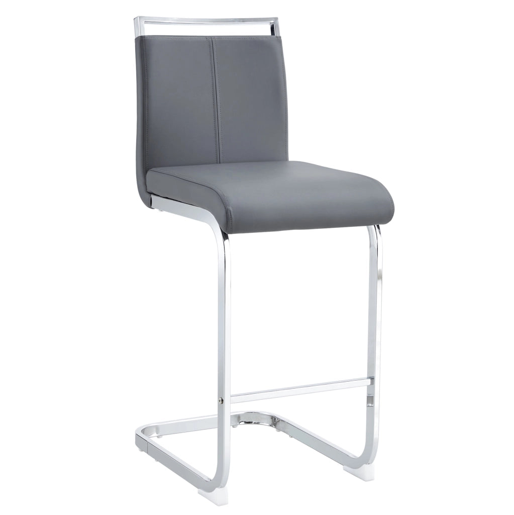 Set di 2 sgabelli da bar con schienale in PU e metallo grigio scuro