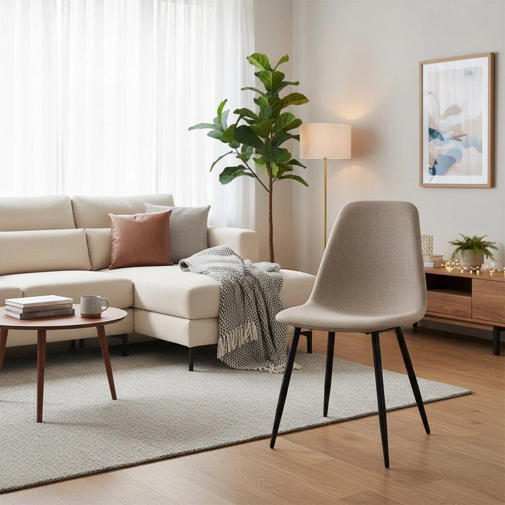 Chaises de salle ¨¤ manger minimalistes en tissu et m¨¦tal - Xylo - Beige/Beige clair
