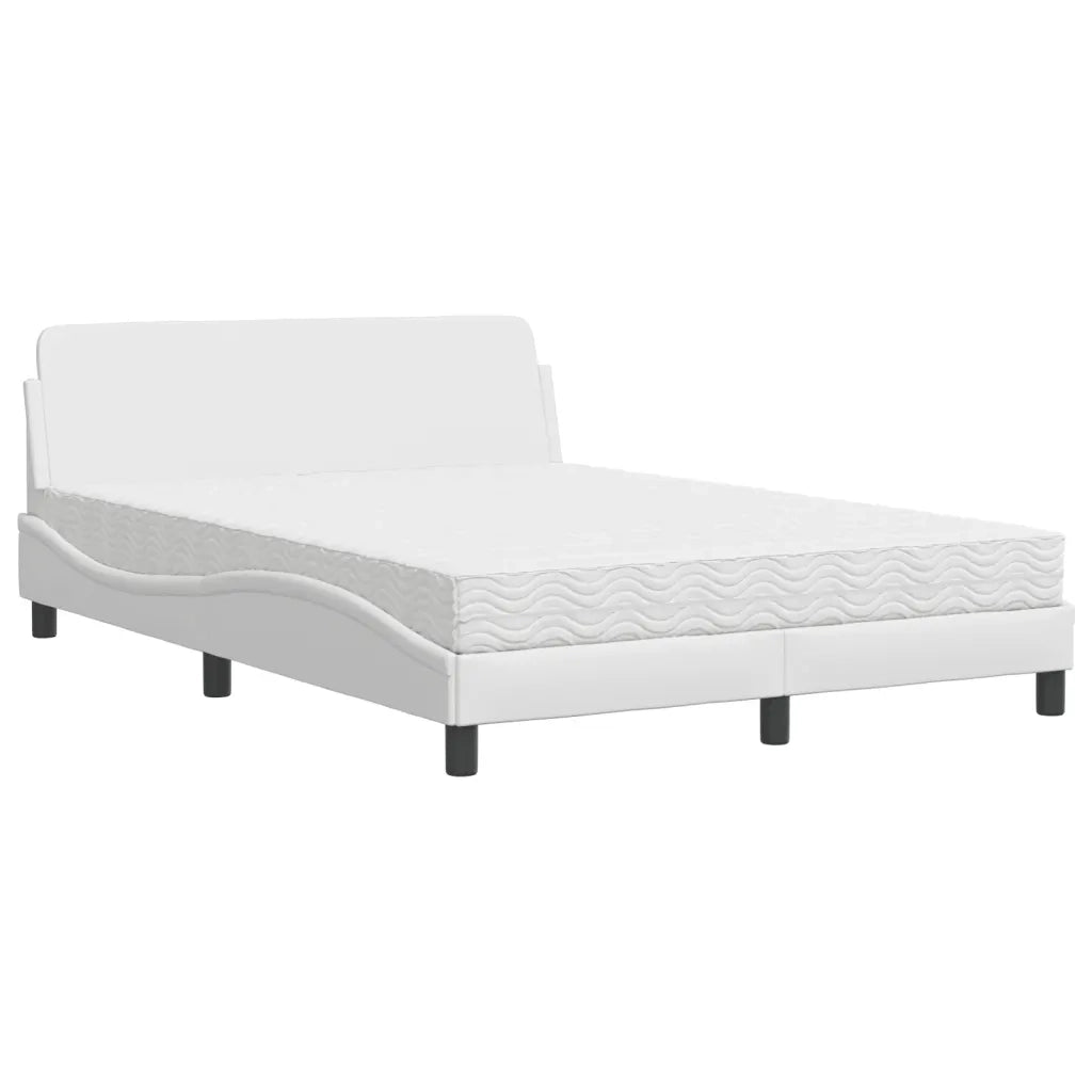 Letto con Materasso Dover Bianco 140x190 cm in Similpelle