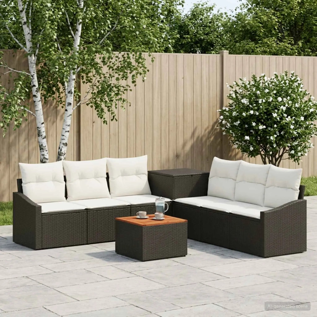 Set di divani 8 pz Nero e Bianco Crema 3448213