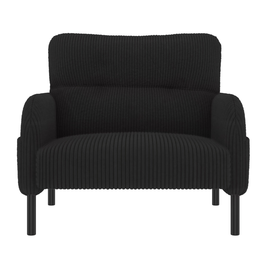 Poltrona singola in tessuto corduroy nero 67 x 75 x 79 cm con tasca laterale