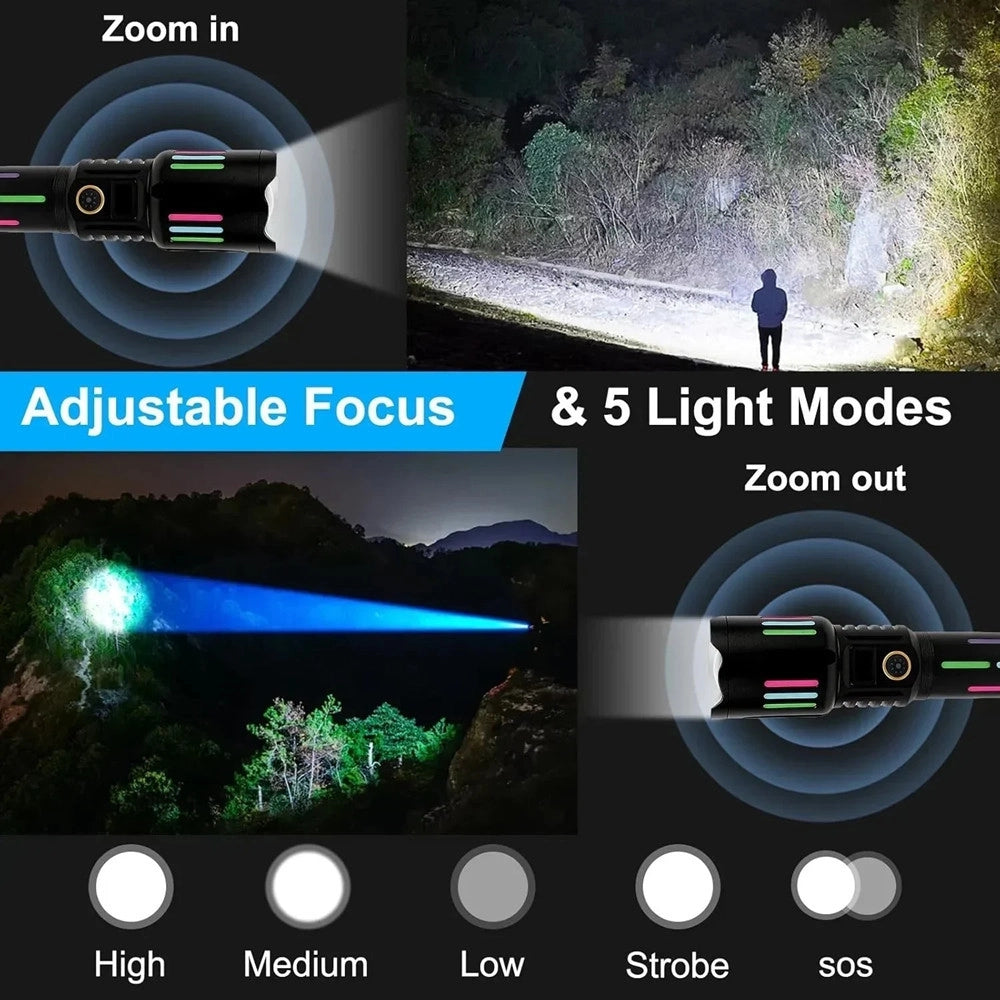 Trade Shop - Torcia Elettrica Led In Lega Di Alluminio Ad Alta Luminosità Ricaricabile Con Zoom L550 -