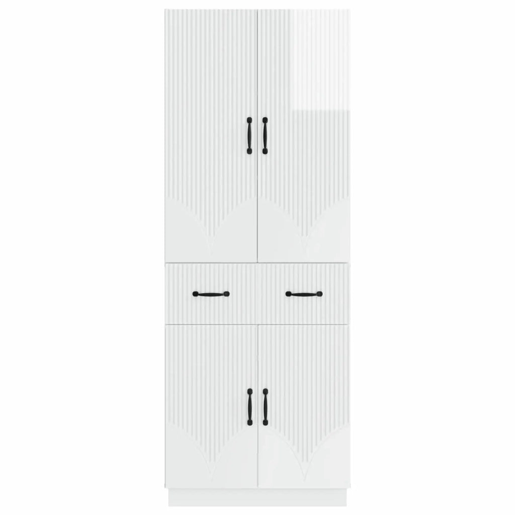 Set di armadi 2 pcs Bianco Lucido Legno ingegnerizzato