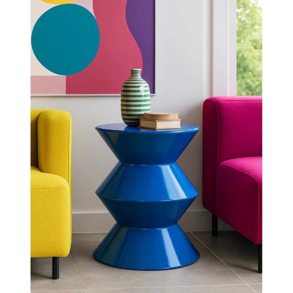 Tavolino VKH1081, Blu, Metallo, 37,5x37,5x45 cm