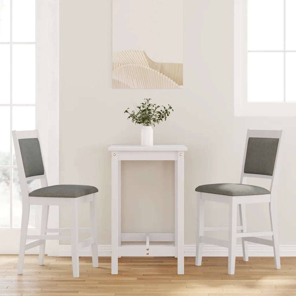 Sgabelli da Bar con Cuscini 2 pz Bianco Legno Massello di Hevea 4102566