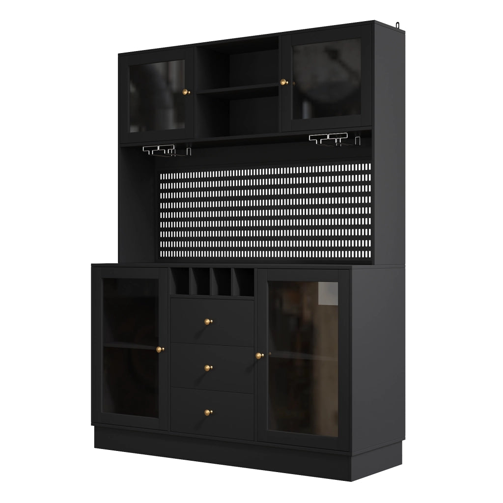 Armadio moderno con LED intelligente - Zephmum - Regolabile con scaffali per vino e antiribaltamento, Nero