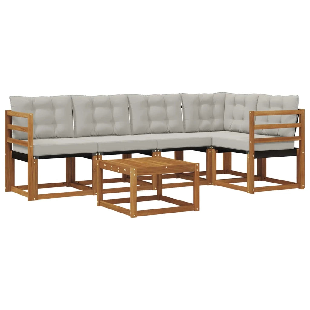 Set di divani da esterno 6 pcs Grigio Naturale e Chiaro