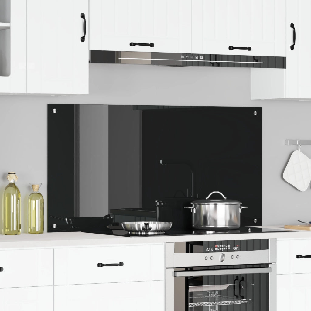 Parafango Cucina  Nero 120x60x0,6 cm in Vetro Temperato