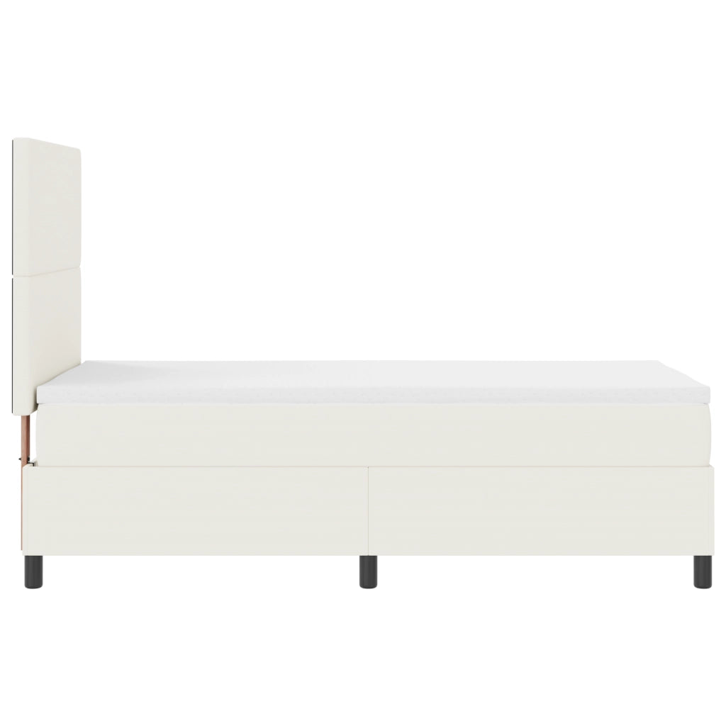 Letto con Box Spring e Materasso Panna 100x200 cm Tessuto a Coste