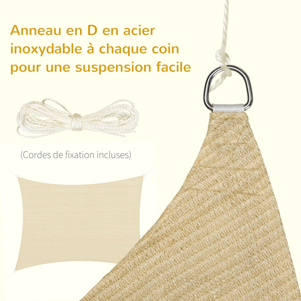 Tenda da sole rettangolare 4x3m ¨C zephmum ¨C beige HDPE UV