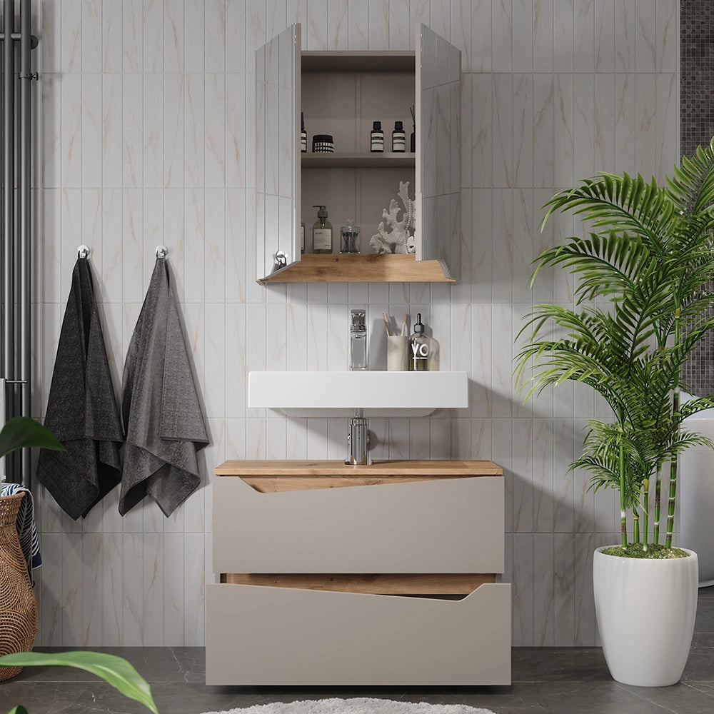 Vicco Set di mobili da bagno Greige/Artigianale 2 parti