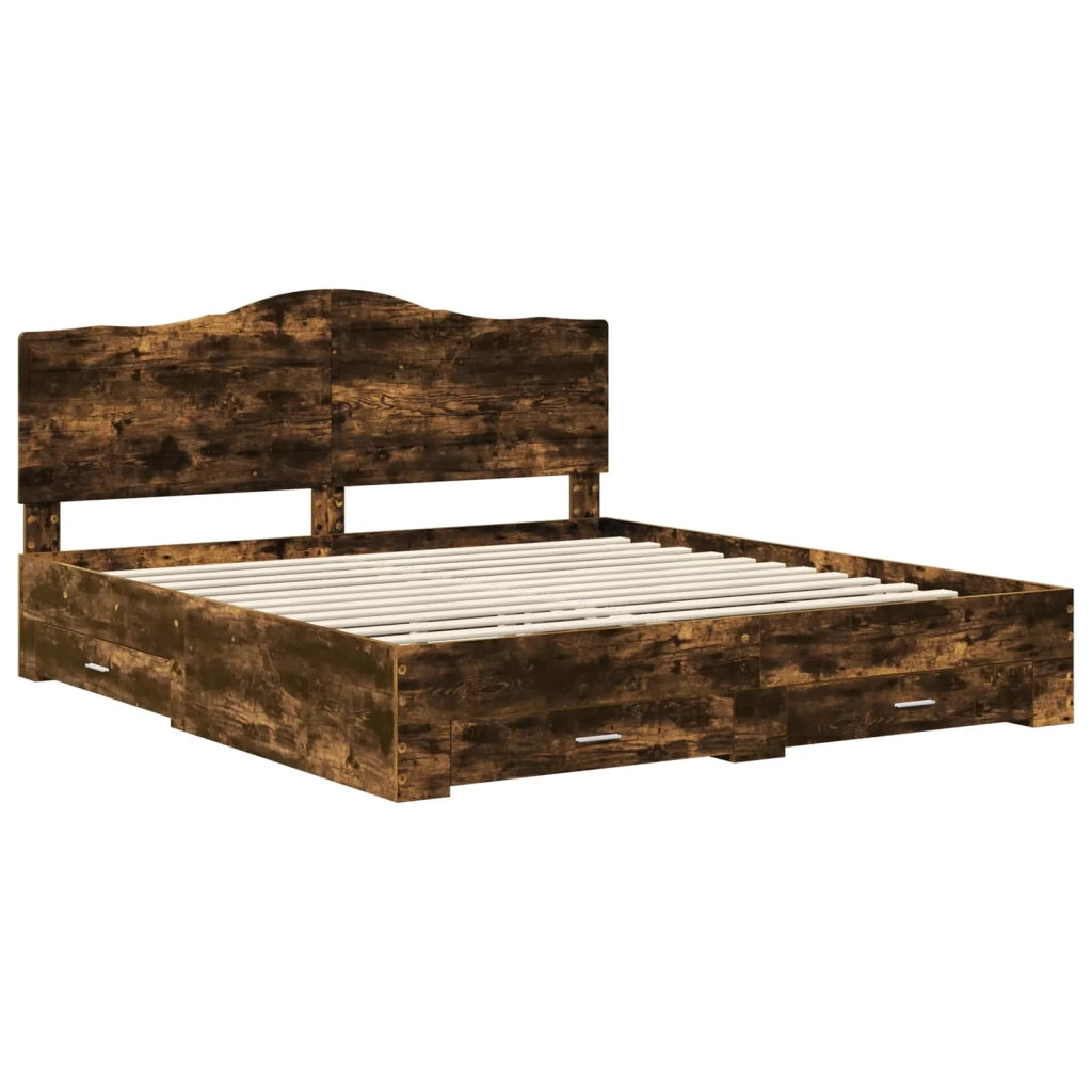 Struttura del letto Rovere fumé 200 x 200 cm Legno multistrato