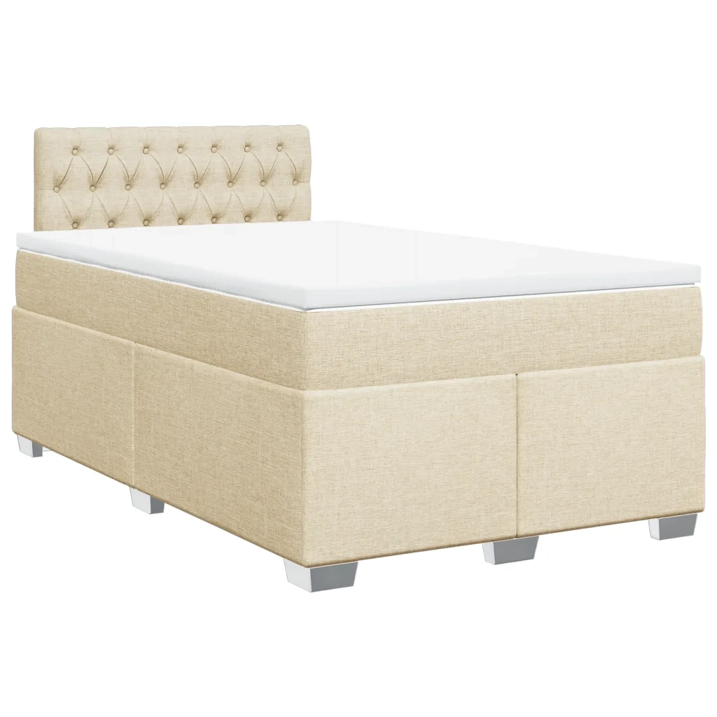 Giroletto a Molle con Materasso Crema 120x190 cm in Tessuto