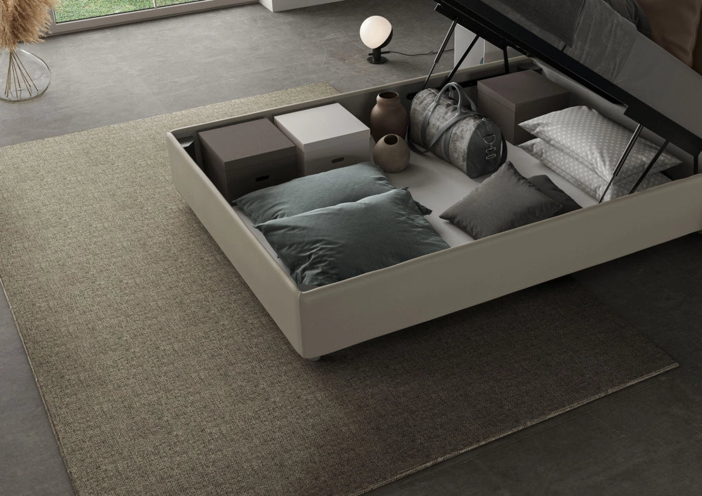 Letto 1 Piazza E Mezzo 120x190 cm Senza Rete Imbottito in Similpelle Antea Large Cappuccino