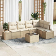 Set Divano da Giardino 6 pcs Beige polyrattan