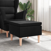 Poggiapiedi con Gambe in Legno Nero in Tessuto 329448