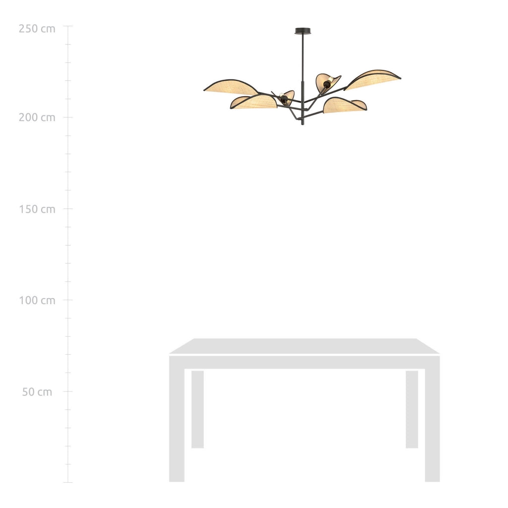 Lampadario Emibig VENE 6 6xE14 nero rattan dimmerabile