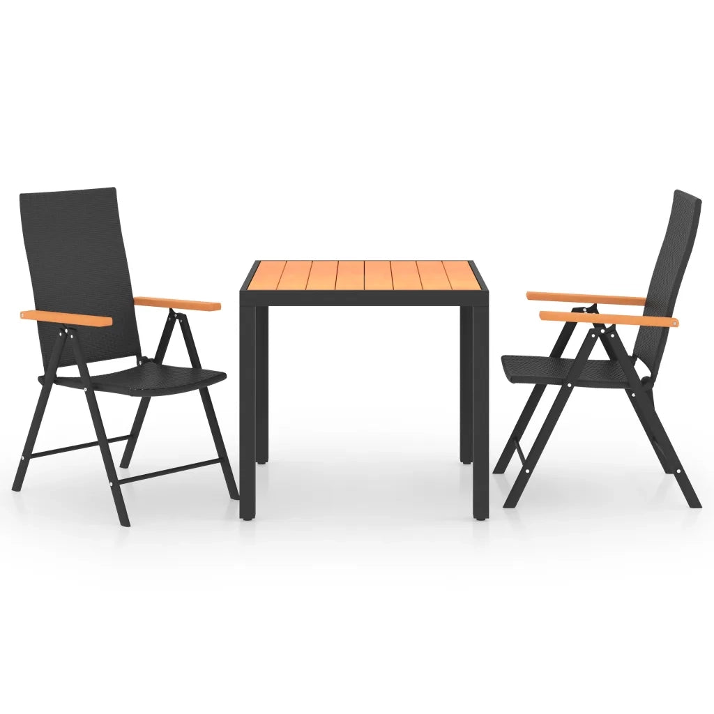 Set da Pranzo da Giardino 3 pz Nero e Marrone cod mxl 57101