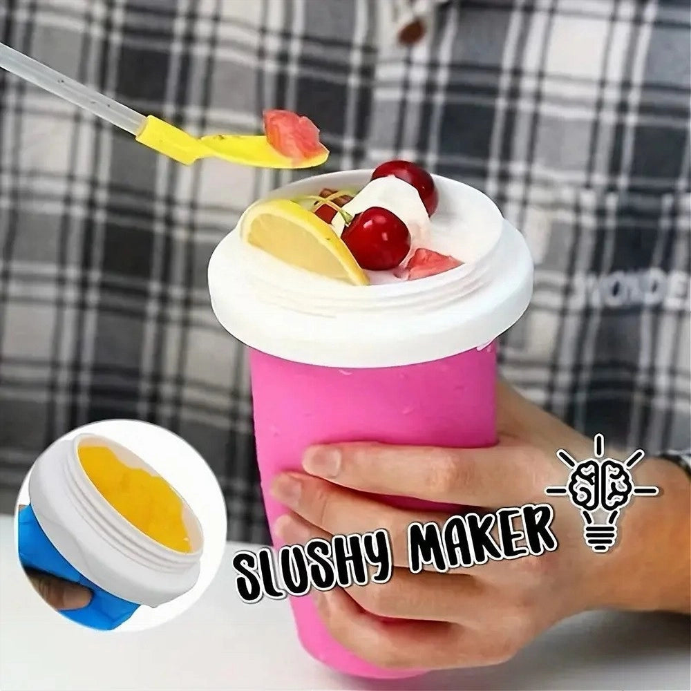 Trade Shop - Tazza 300 Ml Da Spremere Gelatiera Surgelata In Silicone Granite Frullati Frappè -