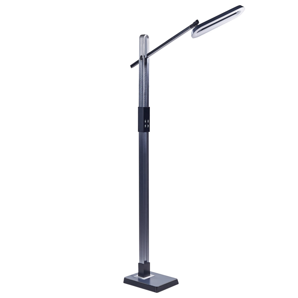 Lampada da terra LED materiale sintetico grigio scuro 144 cm altezza regolabile soggiorno camera da letto