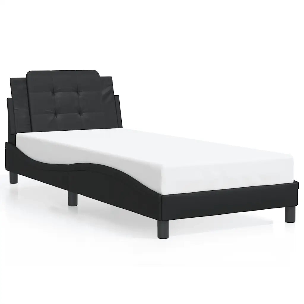 Giroletto con Testiera Nero 90x200 cm in Similpelle