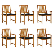 Sedie da Giardino con Cuscini 6 pz in Legno Massello di Acacia cod mxl 25521