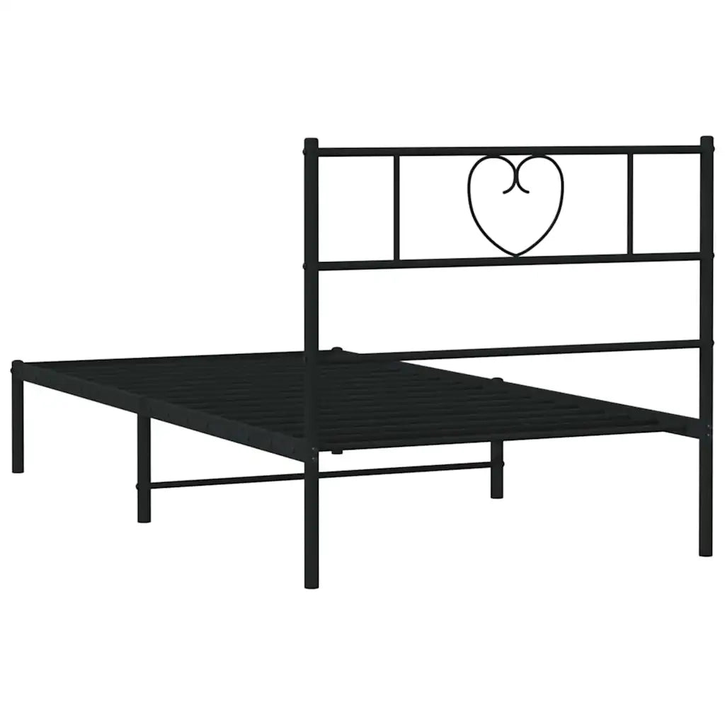 Giroletto con Testiera-Struttura Letto con testiera Metallo Nero 100x200 cm 520797