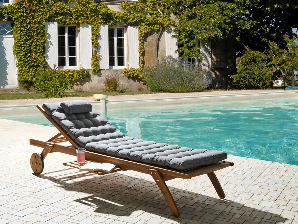 Cuscino per lettino prendisole con poggiatesta per lettino solare Resistente ai raggi UV Grigio melange esterno bordo piscina