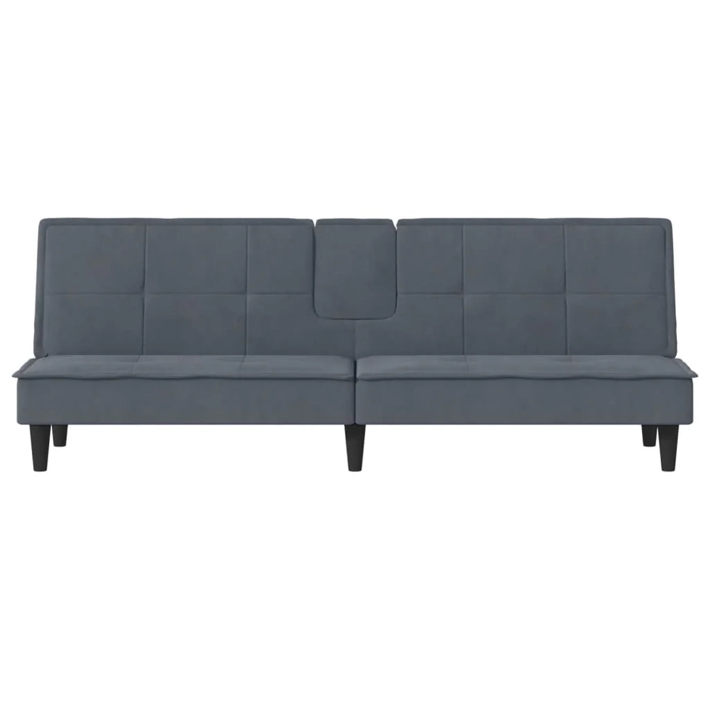 Divano letto con portabicchieri velluto grigio scuro 02_0020422