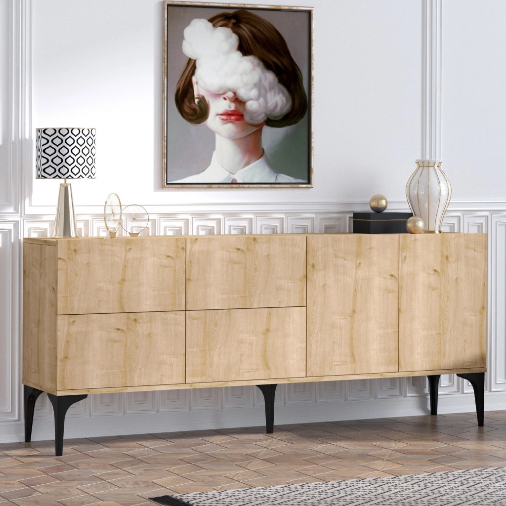 Credenza in legno "Laika" - 180 x 40 x 80 cm - Beige