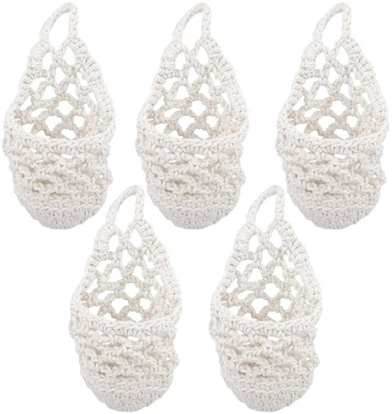 Set di Hanger per Fiori da 5 - Hanger per Pianta a Macramé - Supporto per Piante - Decorazione per Parete - 20 x 10 cm Filo di Cotone