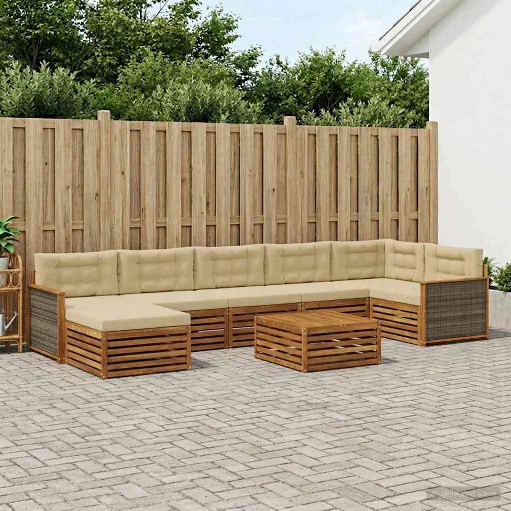 Set di divani da esterno 8 pz Naturale e Beige 3383651