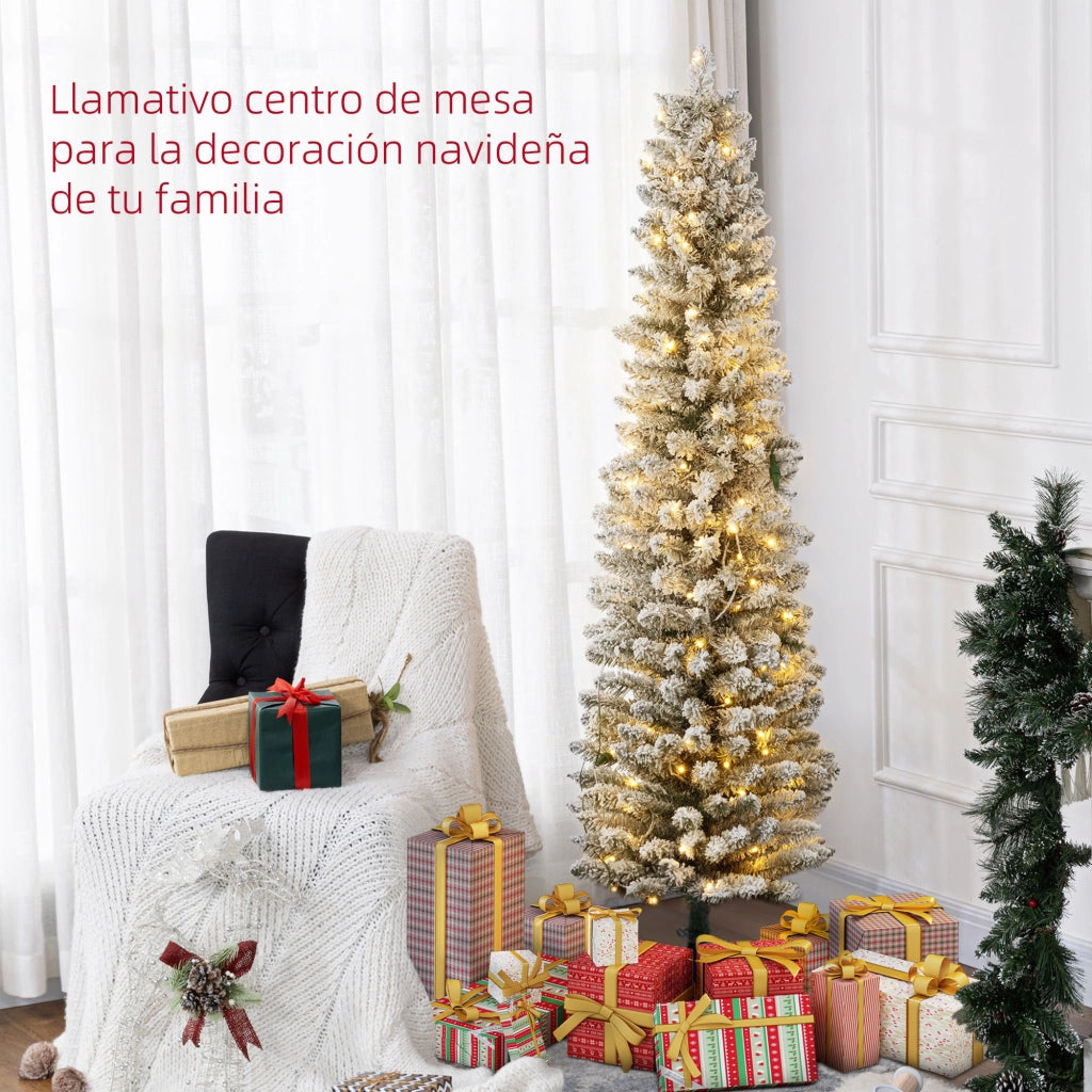 Albero di Natale Artificiale ¨C zephmum ¨C Bianco Verde 180 cm 150 Luci LED