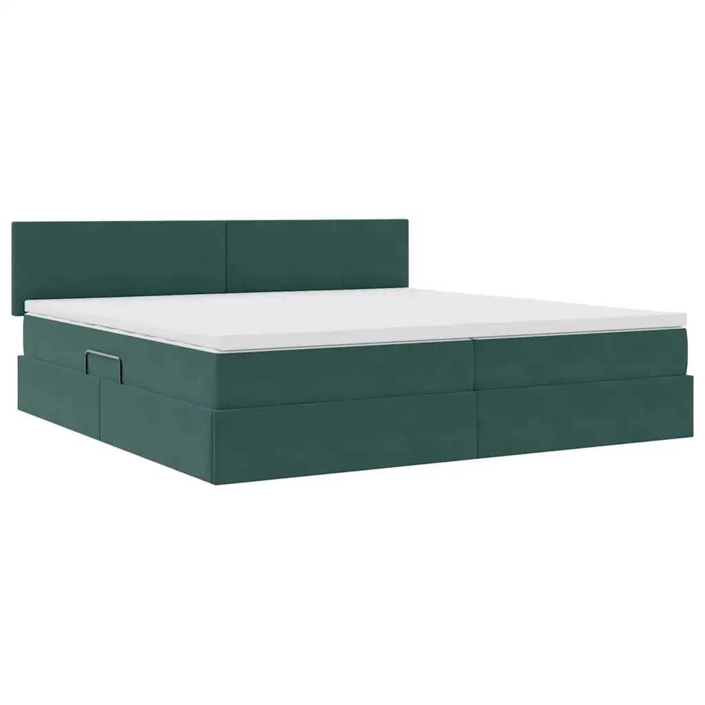 Letto con contenitore LED e materasso Verde Scuro 200 x 200 cm