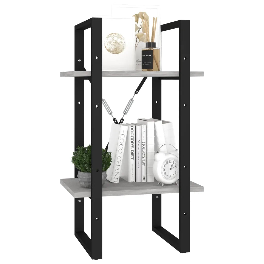Libreria 2 Ripiani Grigio Cemento 40x30x70 cm Legno Multistrato 806411